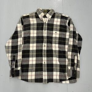 Vintage 90s Boston Trader Black/White Plaid Cotton Flannel